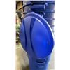 Image 4 : STACK OF 25 BLUE RUBBERMAID ROUGHNECK RECYCLE/TRASH BINS WITH LIDS- 32 GAL/ 121 L