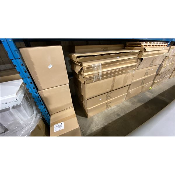 7 CASES OF BUILT IN WASTE BINS & APPROX 18 CASES OF WOODEN STEMWARE HOLDER RACKS