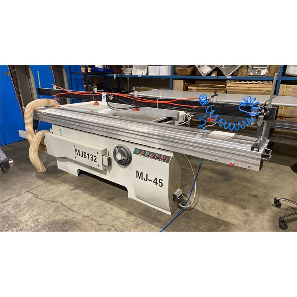 MJ6123/MJ-45 INDUSTRIAL GRADE SLIDING TABLE PANEL SAW WITH CUSTOM BUILT WOOD TABLE EXTENSION