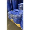 Image 2 : 4 STACKS OF 20 BLUE RUBBERMAID ROUGHNECK RECYCLE/TRASH BINS WITH LIDS- 32 GAL/ 121 L