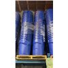 Image 1 : 4 STACKS OF 20 BLUE RUBBERMAID ROUGHNECK RECYCLE/TRASH BINS WITH LIDS- 32 GAL/ 121 L