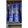 Image 1 : 4 STACKS OF 20 BLUE RUBBERMAID ROUGHNECK RECYCLE/TRASH BINS WITH LIDS- 32 GAL/ 121 L