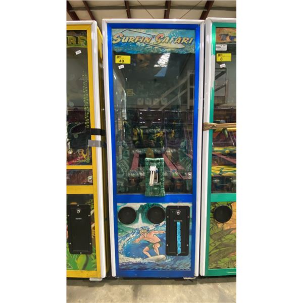 SURFIN' SAFARI TRIGGER STYLE COMMERCIAL COIN OPERATED ARCADE TOKEN REDEMPTION MACHINE