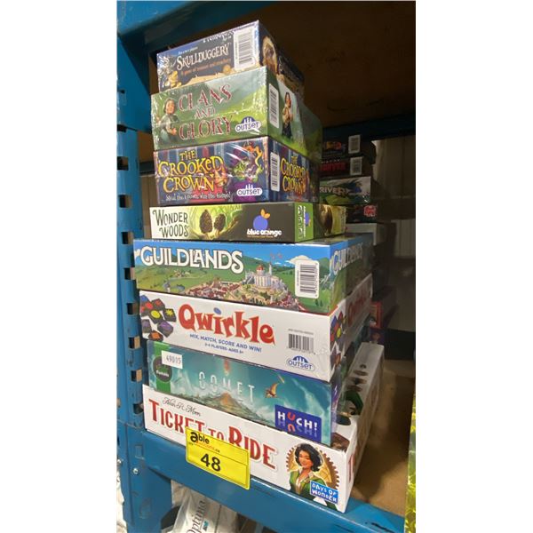 2 STACKS OF ASSORTED BOARD GAMES- SOME UNSEALED