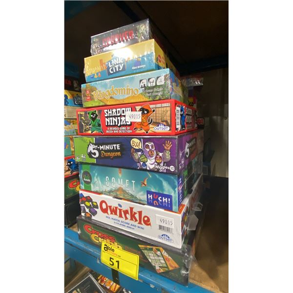 2 STACKS OF ASSORTED BOARD GAMES- SOME UNSEALED