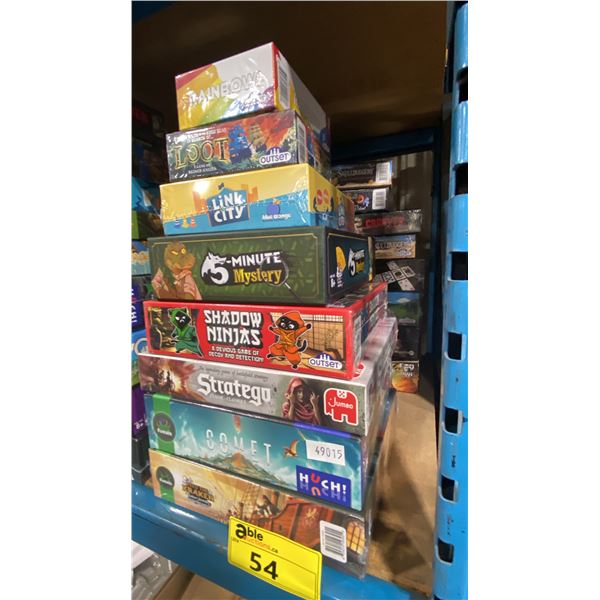 2 STACKS OF ASSORTED BOARD GAMES- SOME UNSEALED