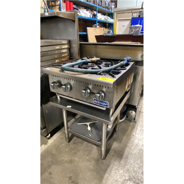 BISHOP 24" STAINLESS STEEL 4 BURNER COMMERCIAL NG COOKTOP WITH STAINLESS STEEL EQUIPMENT STAND