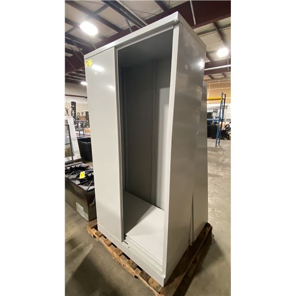GREY METAL 2 DOOR CONSUMABLES CABINET & BLACK METAL 2 DOOR CONSUMABLES CABINET *MUST TAKE BOTH*