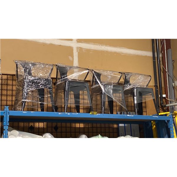 4 METAL CURVED BACK MODERN CAFE CHAIRS