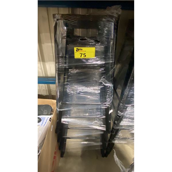 STACK OF 4 METAL MODERN BAR HEIGHT STOOLS