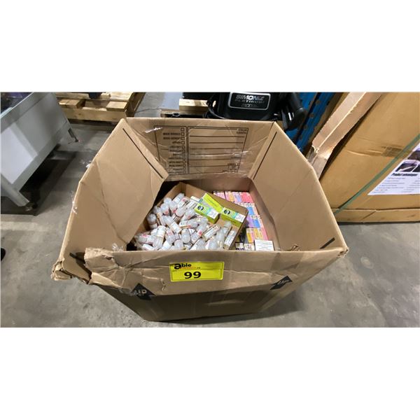 LARGE BOX OF ASSORTED VAPE JUICE & PODS