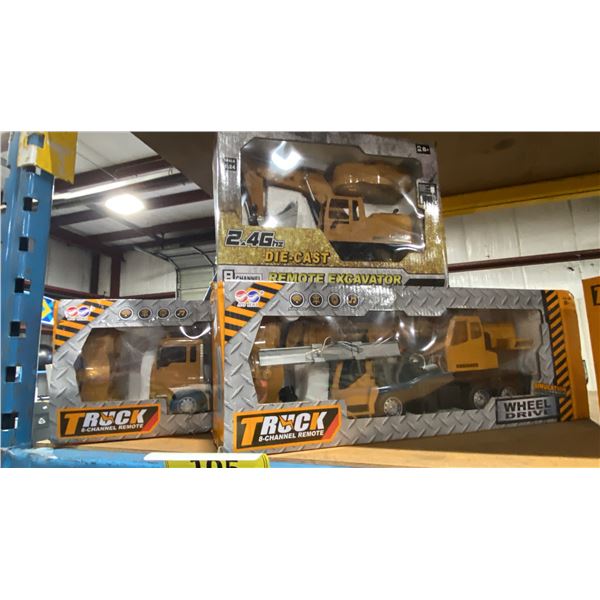 3 ASSORTED REMOTE CONTROLLED CONSTRUCTION VEHICLES
