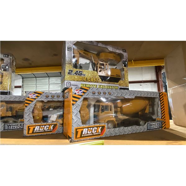 3 ASSORTED REMOTE CONTROLLED CONSTRUCTION VEHICLES