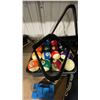 Image 11 : 2 SETS OF BILLIARDS BALLS, ASSORTED CUES, SCOREBOARD, CUE CASE, TRIANGLE & WALL MOUNT CUE HOLDER