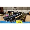 Image 1 : 2 SETS OF BILLIARDS BALLS, ASSORTED CUES, SCOREBOARD, CUE CASE, TRIANGLE & WALL MOUNT CUE HOLDER