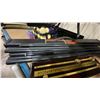 Image 6 : 2 SETS OF BILLIARDS BALLS, ASSORTED CUES, SCOREBOARD, CUE CASE, TRIANGLE & WALL MOUNT CUE HOLDER