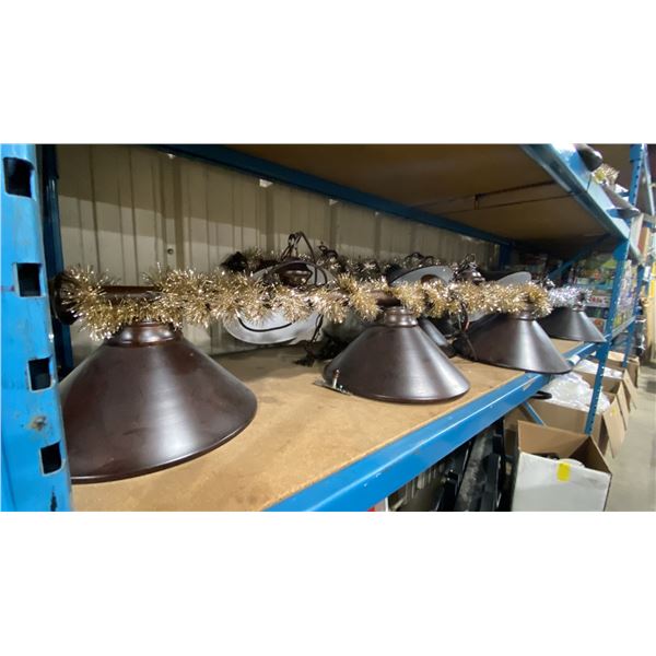 SHELF OF BROWN TRI-LIGHT POOL HALL TABLE LIGHTING