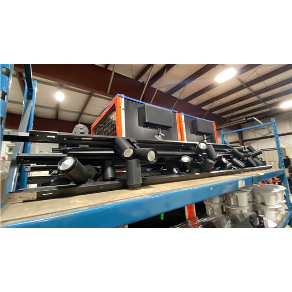 SHELF OF BLACK ADJUSTABLE TRACK LIGHTING