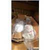 Image 11 : SHELF OF ASSORTED BEVERAGE BIBS- 1 NOT OPEN (COKE), ASSORTED CONDIMENTS & DISPOSABLE CUPS