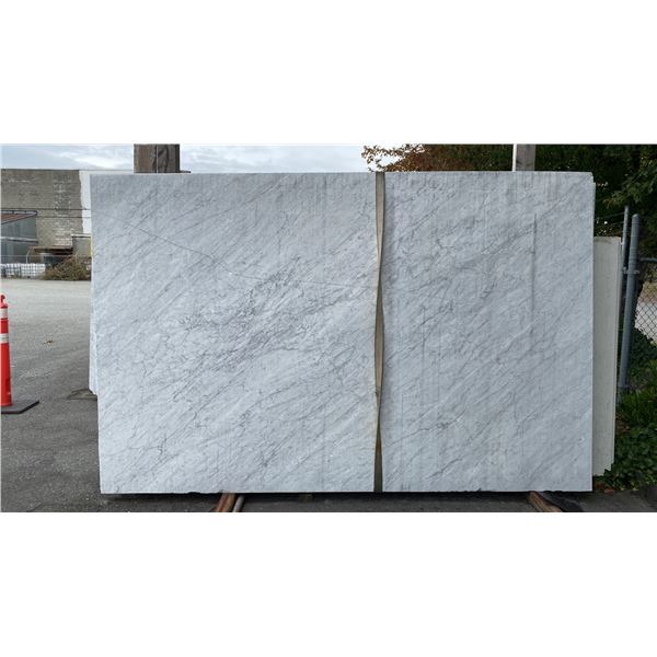 1 STONE COUNTERTOP SLAB WHITE WITH GREY GRAIN APPROX 10'L X 6.5'W X 3/4" THICK