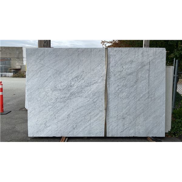 1 STONE COUNTERTOP SLAB WHITE WITH GREY GRAIN APPROX 10'L X 6.5'W X 3/4" THICK
