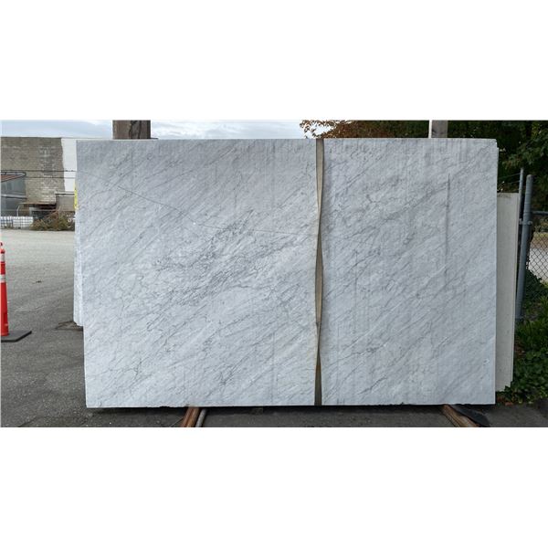 1 STONE COUNTERTOP SLAB WHITE WITH GREY GRAIN APPROX 10'L X 6.5'W X 3/4" THICK