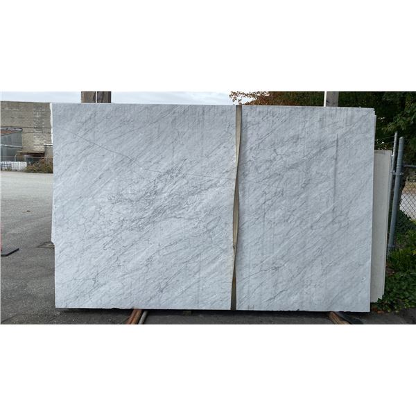 1 STONE COUNTERTOP SLAB WHITE WITH GREY GRAIN APPROX 10'L X 6.5'W X 3/4" THICK