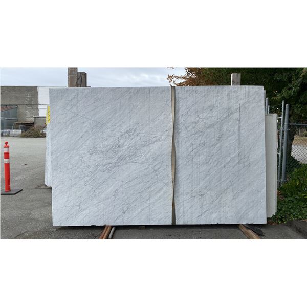 1 STONE COUNTERTOP SLAB WHITE WITH GREY GRAIN APPROX 10'L X 6.5'W X 3/4" THICK