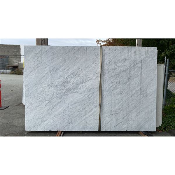 1 STONE COUNTERTOP SLAB WHITE WITH GREY GRAIN APPROX 10'L X 6.5'W X 3/4" THICK