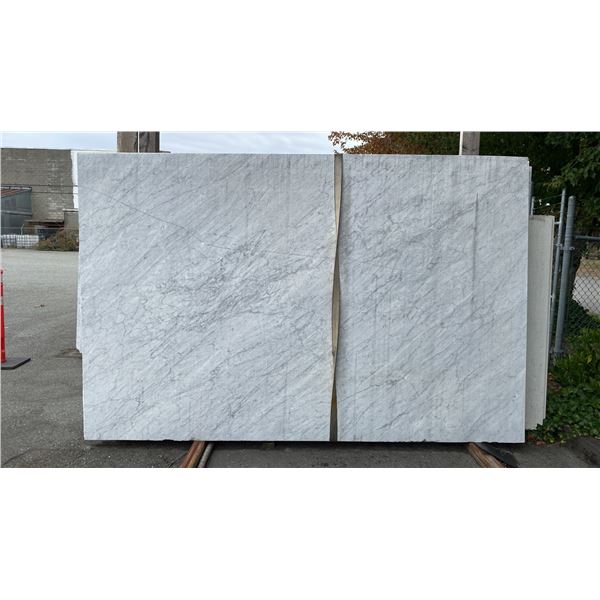 1 STONE COUNTERTOP SLAB WHITE WITH GREY GRAIN APPROX 10'L X 6.5'W X 3/4" THICK