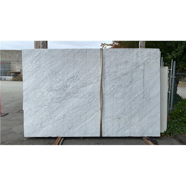 1 STONE COUNTERTOP SLAB WHITE WITH GREY GRAIN APPROX 10'L X 6.5'W X 3/4" THICK