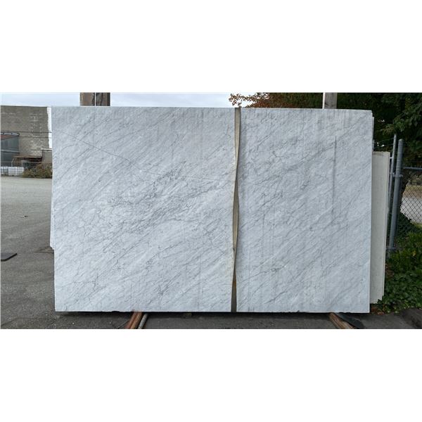 1 STONE COUNTERTOP SLAB WHITE WITH GREY GRAIN APPROX 10'L X 6.5'W X 3/4" THICK