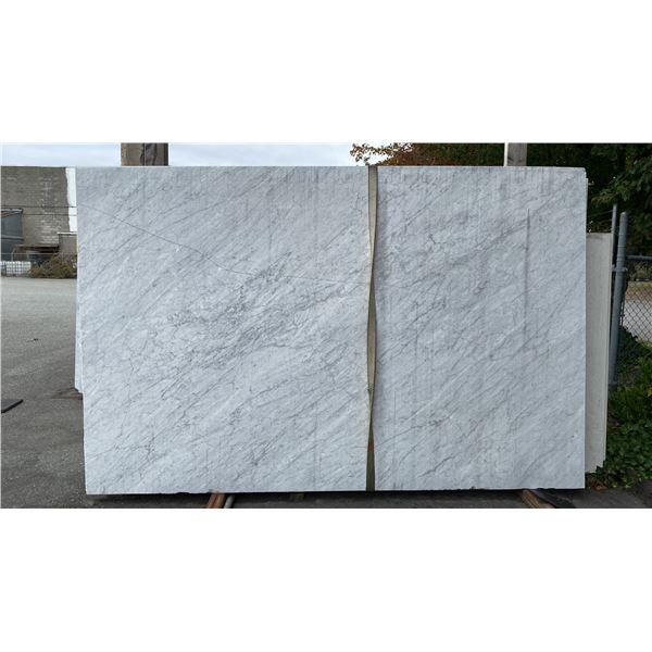 1 STONE COUNTERTOP SLAB WHITE WITH GREY GRAIN APPROX 10'L X 6.5'W X 3/4" THICK