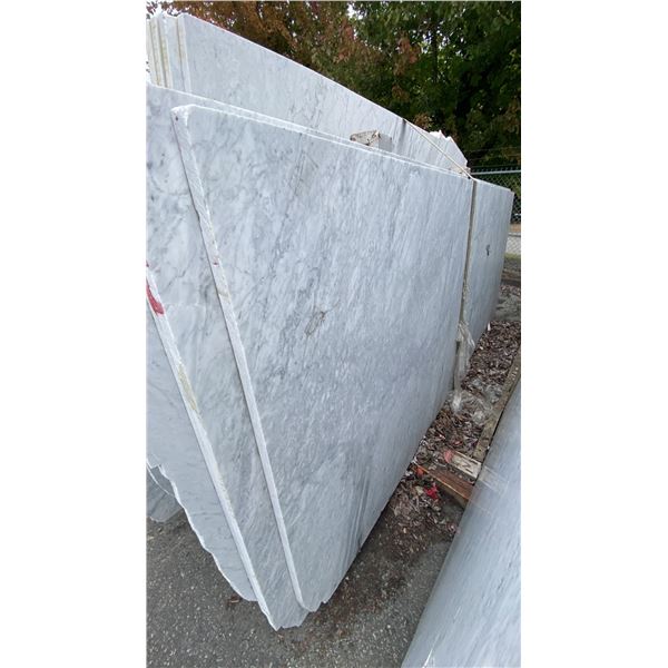 1 STONE COUNTERTOP SLAB WHITE WITH GREY GRAIN APPROX 10' 3"L X 4' 2"W X 1 1/4" THICK