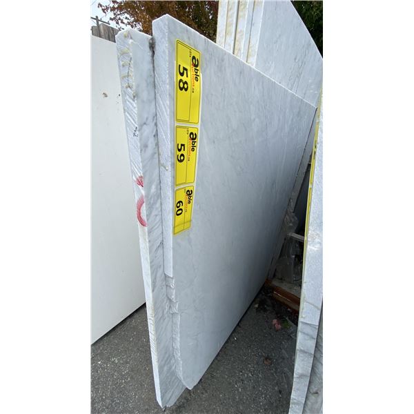 1 STONE COUNTERTOP SLAB WHITE WITH GREY GRAIN APPROX 10' 3"L X 4' 2"W X 1 1/4" THICK