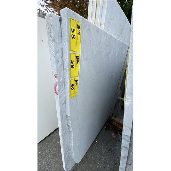 1 STONE COUNTERTOP SLAB WHITE WITH GREY GRAIN APPROX 10' 3"L X 4' 2"W X 1 1/4" THICK