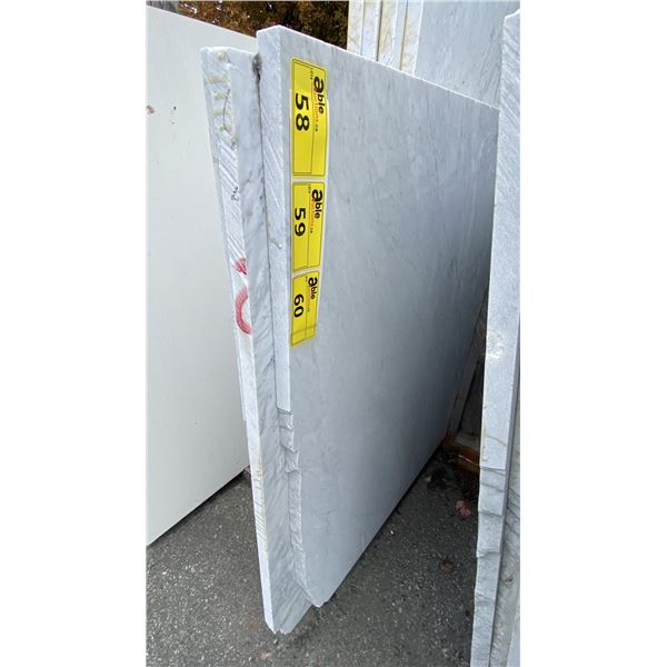 1 STONE COUNTERTOP SLAB WHITE WITH GREY GRAIN APPROX 10' 3"L X 4' 2"W X 1 1/4" THICK