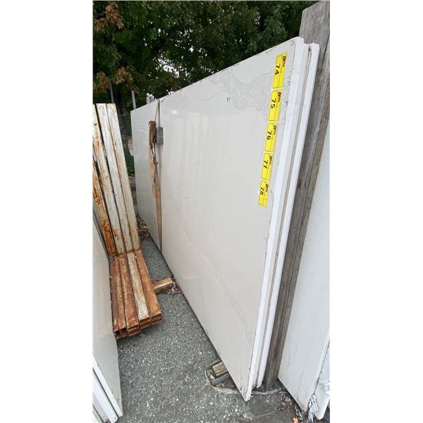 1 WHITE STONE WITH GREY GRAIN COUNTERTOP SLAB APPROX 10' 7"L X 5' 4"W X 1 1/4" THICK