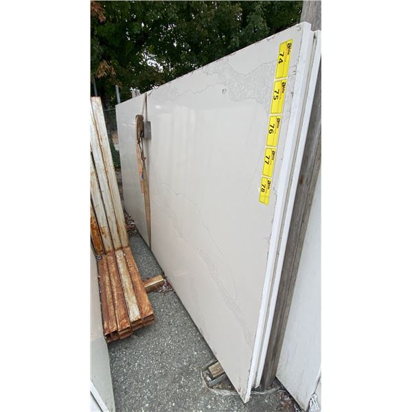 1 WHITE STONE WITH GREY GRAIN COUNTERTOP SLAB APPROX 10' 7"L X 5' 4"W X 1 1/4" THICK