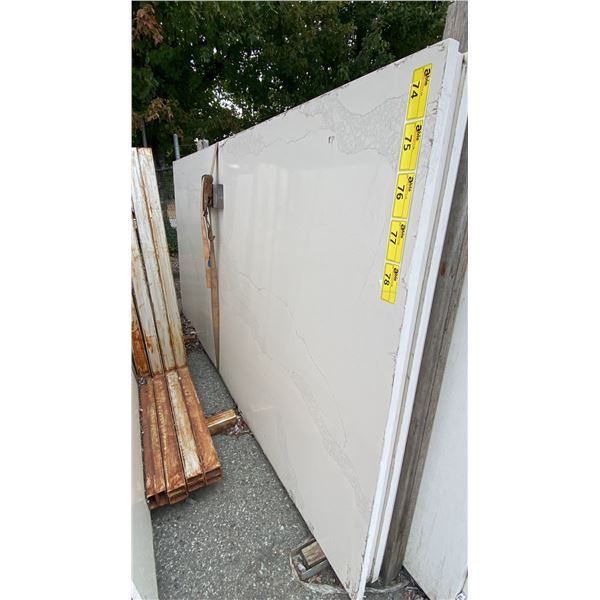 1 WHITE STONE WITH GREY GRAIN COUNTERTOP SLAB APPROX 10' 7"L X 5' 4"W X 1 1/4" THICK