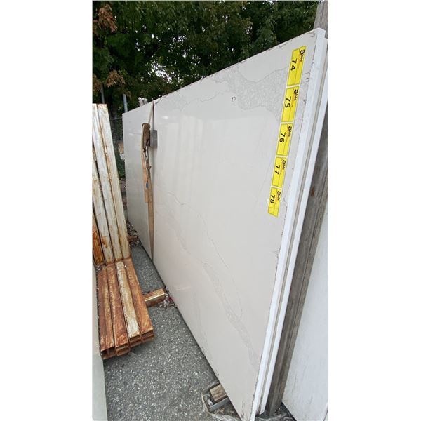 1 WHITE STONE WITH GREY GRAIN COUNTERTOP SLAB APPROX 10' 7"L X 5' 4"W X 1 1/4" THICK