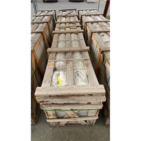 WOODEN CRATE OF WHITE WITH GREY GRAIN STONE COUNTERTOP SLABS, APPROX 16PCS