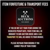 Image 1 : Item Forfeiture & Transport Delivery Fees & Conditions