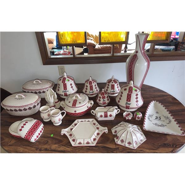 Ceramics by Anne Ukrainian Motif Canister and Tableware Set