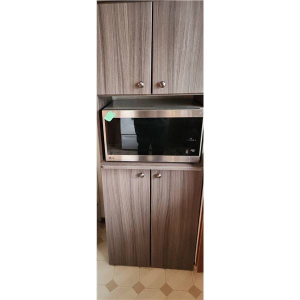 MDF Microwave Stand with Storage Cupboards, 24"W x 17"D x 65"T