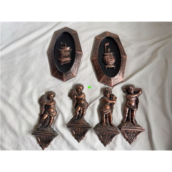 Coppercraft Guild Wall Plaques and Female Figurine Plaques Set