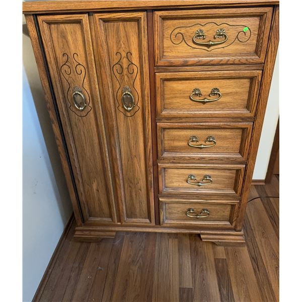 Gerard Collin Inc. Oak Tallboy Chest with Drawers and Cabinet
