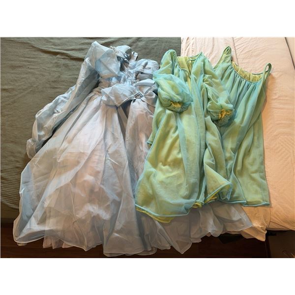 Vintage Two-Piece Blue and Green Dressing Gown Set