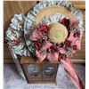 Image 1 : Wooden Jewelry Cabinet with Floral Glass Doors