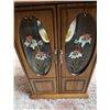 Image 4 : Wooden Jewelry Cabinet with Floral Glass Doors